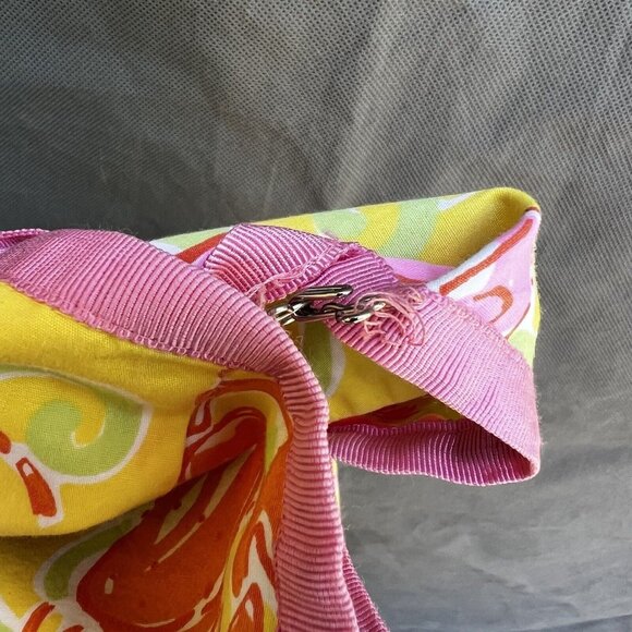 VTG Lilly Pulitzer Reversible Skirt Yellow Pink Shells Patchwork Wrap Preppy - Picture 5 of 9